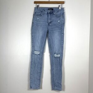 Judy Blue Women Skinny Fit Jeans 5/27 Light Wash Distressed Mid Rise Soft Grunge